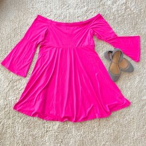 Torrid Pink Jersey Off Shoulder Skater Dress